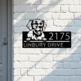Custom Metal Kuvazs dog Puppy Metal Address Sign House number Hanging Address Plaque Yard Sign Outdoor decor