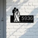 Custom Metal Couple Dancing bride and groom Metal Address Sign, House number, Outdoor Number Signage, Yard Sign Address Plate