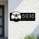 Custom Metal Airplane pilot Metal Address Sign, House number, Outdoor Number Signage, Yard Sign Address Plate