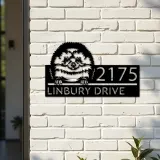 Custom Metal Peeking Hedgehog Wild animal wildlife Metal Address Sign, House number, Outdoor Number Signage, Yard Sign Address Plate