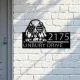 Custom Metal Poodle dog US flag glasses Metal Address Sign House number Hanging Address Plaque Yard Sign Outdoor decor