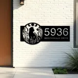 Custom Metal Floral cat moon phases Metal Address Sign, House number, Outdoor Number Signage, Yard Sign Address Plate
