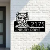 Custom Metal Westie Dog Cute puppy Metal Address Sign House number Hanging Address Plaque Yard Sign Outdoor decor