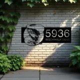 Custom Metal Crappie fishing rod bait hook Metal Address Sign, House number, Outdoor Number Signage, Yard Sign Address Plate