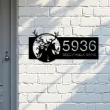 Custom Metal Deer couple Metal Address Sign, House number, Outdoor Number Signage, Yard Sign Address Plate