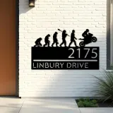 Custom Metal Motocycle evolution biker Metal Address Sign, House number, Outdoor Number Signage, Yard Sign Address Plate