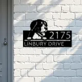 Custom Metal Big mountain dog Puppy Metal Address Sign House number Hanging Address Plaque Yard Sign Outdoor decor