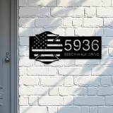 Custom Metal Fire department fireman US flag Metal Address Sign, House number, Outdoor Number Signage, Yard Sign Address Plate
