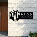 Custom Metal Dog mountain scene Metal Address Sign, House number, Outdoor Number Signage, Yard Sign Address Plate