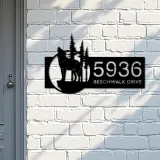Custom Metal Wolf wild life mountain forest Metal Address Sign, House number, Outdoor Number Signage, Yard Sign Address Plate