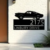 Custom Metal Muscle sport car Metal Address Sign, House number, Outdoor Number Signage, Yard Sign Address Plate