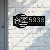 Custom Metal Arborist tree surgeon US flag Metal Address Sign, House number, Outdoor Number Signage, Yard Sign Address Plate