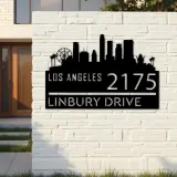 Custom Metal Los Angeles city skyline Metal Address Sign Hanging Address Plaque house number Yard Outdoor Sign