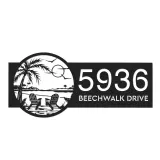 Custom Metal Palm Tree with Chairs on Beach Metal Address Sign, House number, Outdoor Number Signage, Yard Sign Address Plate