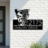 Custom Metal Floral Llama animal Metal Address Sign, House number, Outdoor Number Signage, Yard Sign Address Plate