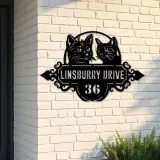 Custom Metal Cute cats kittens Metal Address Sign, House number, Outdoor Number Signage, Yard Sign Address Plate