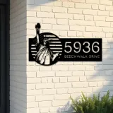 Custom Metal Statue of liberty US flag 4th July Metal Address Sign, House number, Outdoor Number Signage, Yard Sign Address Plate