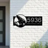 Custom Metal Grizzly bear Metal Address Sign, House number, Outdoor Number Signage, Yard Sign Address Plate002