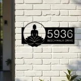 Custom Metal Zen Lotus Buddha Metal Address Sign, House number, Outdoor Number Signage, Yard Sign Address Plate