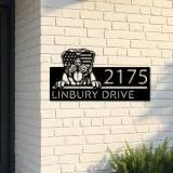 Custom Metal Mastiff dog US flag glasses Metal Address Sign House number Hanging Address Plaque Yard Sign Outdoor decor