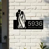 Custom Metal Couple Dancing bride and groom Metal Address Sign, House number, Outdoor Number Signage, Yard Sign Address Plate