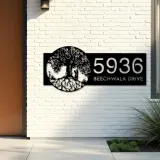 Custom Metal Tree of life couple lovers Address Sign House number Hanging Address Plaque Yard Sign Outdoor Sign
