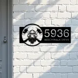 Custom Metal Firefighter fireman Metal Address Sign, House number, Outdoor Number Signage, Yard Sign Address Plate