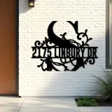 Custom Metal Floral Monogram Split Letter S Metal Address Sign House number Hanging Address Plaque Yard Sign Outdoor decor