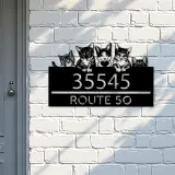 Custom Metal Cute peeking cats kittens Metal Address Sign, House number, Outdoor Number Signage, Yard Sign Address Plate