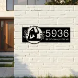 Custom Metal Yoga Meditation Metal Address Sign Custom House number Hanging Address Plaque Yard Sign Outdoor