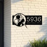 Custom Metal Electrician lineman Metal Address Sign, House number, Outdoor Number Signage, Yard Sign Address Plate