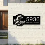 Custom Metal Wave Metal Address Sign, House number, Outdoor Number Signage, Yard Sign Address Plate