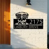 Custom Metal Schnauzer dog US flag glasses Metal Address Sign House number Hanging Address Plaque Yard Sign Outdoor decor