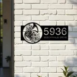 Custom Metal Floral trumpet musician Metal Address Sign, House number, Outdoor Number Signage, Yard Sign Address Plate