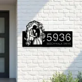 Custom Metal Couple Kissing bride and groom Metal Address Sign, House number, Outdoor Number Signage, Yard Sign Address Plate