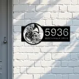 Custom Metal Floral trumpet musician Metal Address Sign, House number, Outdoor Number Signage, Yard Sign Address Plate