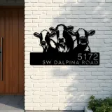 Custom Metal Cows Farmhouse ranch animals Metal Address Sign, House number, Outdoor Number Signage, Yard Sign Address Plate