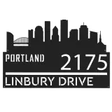 Custom Metal Portland city skyline Metal Address Sign Hanging Address Plaque house number Yard Outdoor Sign