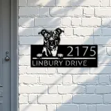 Custom Metal American Staffordshire Terrier dog Metal Address Sign House number Hanging Address Plaque Yard Sign Outdoor decor