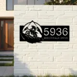 Custom Metal Dirtbike motocross biker Metal Address Sign, House number, Outdoor Number Signage, Yard Sign Address Plate
