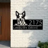Custom Metal Australian Cattle dog cute puppy Metal Address Sign House number Hanging Address Plaque Yard Sign Outdoor decor