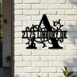 Custom Metal Floral Monogram Split Letter A Metal Address Sign House number Hanging Address Plaque Yard Sign Outdoor decor