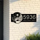 Custom Metal Yin Yang sun and moon Metal Address Sign, House number, Outdoor Number Signage, Yard Sign Address Plate
