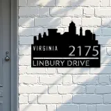 Custom Metal Virginia city skyline Metal Address Sign Hanging Address Plaque house number Yard Outdoor Sign
