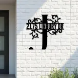 Custom Metal Floral Monogram Split Letter J Metal Address Sign House number Hanging Address Plaque Yard Sign Outdoor decor