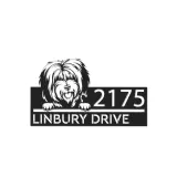 Custom Metal Tibetan Terrier dog Puppy Metal Address Sign House number Hanging Address Plaque Yard Sign Outdoor decor