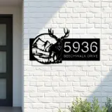 Custom Metal Deer mountain wild scene Metal Address Sign, House number, Outdoor Number Signage, Yard Sign Address Plate