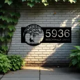 Custom Metal Girl on Swing Metal Address Sign, House number, Outdoor Number Signage, Yard Sign Address Plate