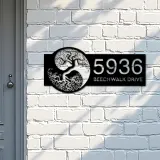 Custom Metal Yin Yang tree of life Address Sign House number Hanging Address Plaque Yard Sign Outdoor Sign