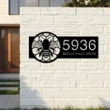 Custom Metal Bee honeycomb Metal Address Sign, House number, Outdoor Number Signage, Yard Sign Address Plate
